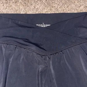 Anthropologie Black Flared Mini Skirt with cross over waist band LG thumbnail 6