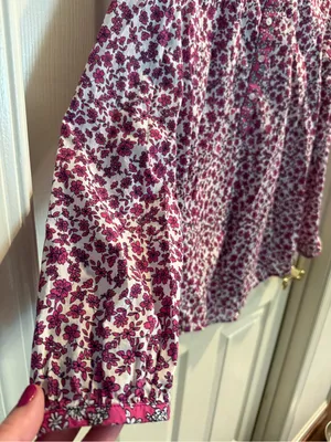 J. Crew Magenta Floral Long Sleeve Top thumbnail 4