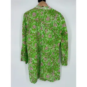 Lilly Pulitzer Womens‎ Sarasota V-Neck Beaded Tunic Top Size Medium Cotton Green thumbnail 5