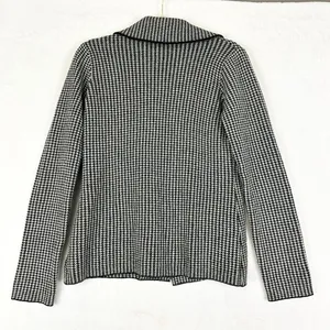Bartolini Wool Cashmere Houndstooth Cardigan Sweater Jacket Size Medium Black thumbnail 2