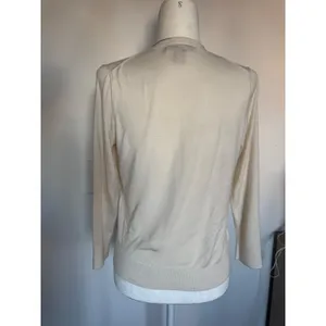 Banana Republic Womens Silk Blend Cardigan Sweater Cream Petite‎ Medium PM thumbnail 2