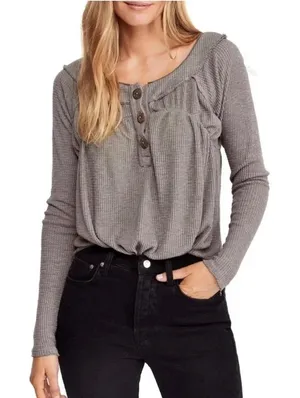 The North Face Free People Must Have Henley Knit Top Size Medium thumbnail 1