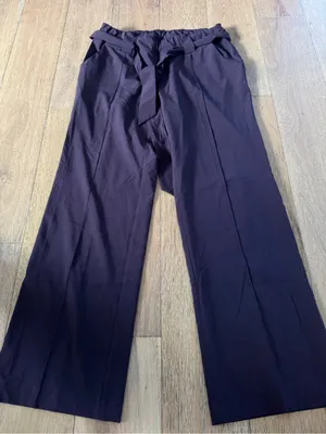 Wide-Leg Paperbag Waist Pants - Plum thumbnail 1