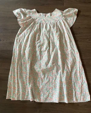 Vintage Handmade Pastel Floral Print Nightgown House Dress, Size Medium *flaw thumbnail 1