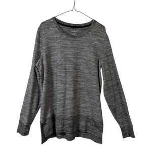 LL Bean Pullover Top Womens Large Gray Space Dye Long Sleeve Tunic 511671 thumbnail 1