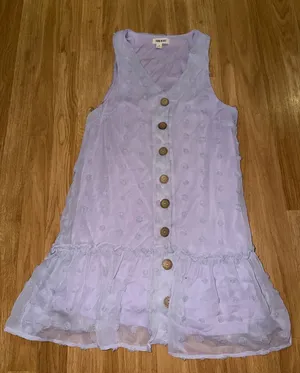 Fashion on Earth Lavender Swiss Dot Sleeveless Ruffle Hem Mini Dress Purple S thumbnail 1
