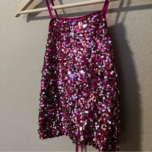 Love & Piece Collection Hot Pink Sequin Halter Crop Top thumbnail 2