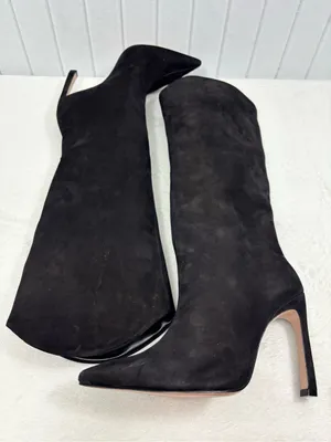 SCHUTZ Black Suede MARYANA SCULPT LEATHER BOOT Pointed Stiletto Boots Size 9B thumbnail 10