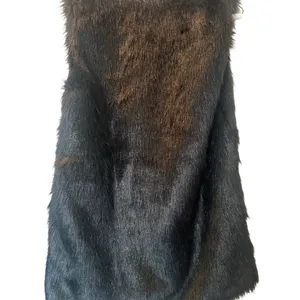 Black Sleeveless Faux Fur jacket women's size M thumbnail 3