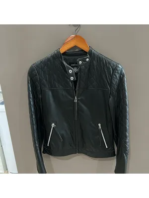 Genuine Leather Women's Quilted Black Moto Jacket XS Y2K Biker Edgy Indie Rocker thumbnail 2