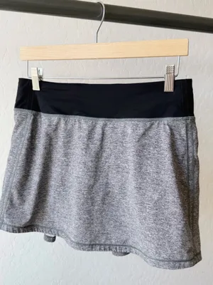 Lululemon Pace Rival Skirt Skort Grey Black thumbnail 7