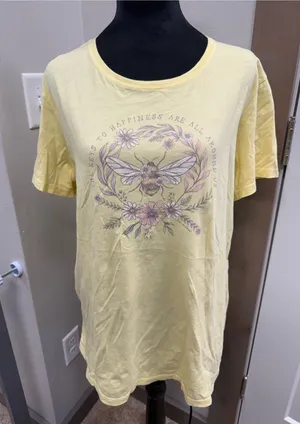 Life is Good Crusher-Lite T-Shirt Butter Yellow Short Sleeve Bee Scoop Neck XL thumbnail 1