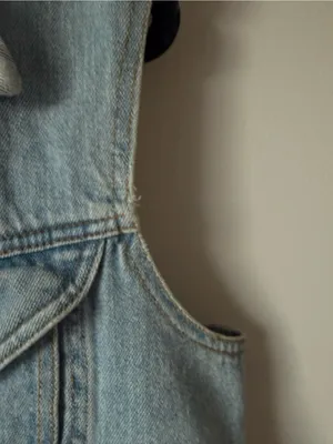 VTG Y2K SHE SAID Denim Vest Jacket Light Blue Light Wash Barn Vest Cotton L thumbnail 6