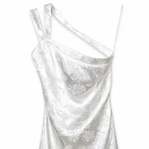 NEW Lulus Yvonne Ivory Jacquard Satin One-Shoulder Open Back Mini Dress Small thumbnail 7