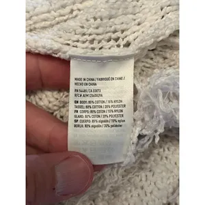 American Eagle Outfitters Sweater Womens Large White Fringe Open Back Pullover thumbnail 7