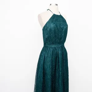 Dress‎ the Population. New! Green Lace Halter Midi Dress. thumbnail 7