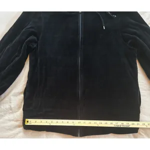 Real Clothes Women Black Velour Quilted Zip Up Hoodie Sweatshirt Size Large thumbnail 4