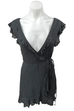 NEW Urban Outfitters Kimchi Blue Sleeveless V-Neck Ruffle Mini Wrap Dress Sz S thumbnail 1