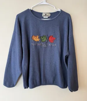 Vintage Attraction Embroidered Leaves Niagara Falls Canada Crewneck Sweatshirt L thumbnail 1