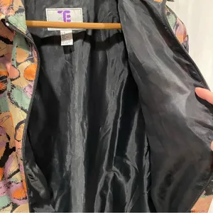 Funky vintage pastel earth tones silk Oleg Cassini track jacket pockets thumbnail 3
