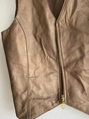 Newport Styleworks 100% Leather Brown Copper Leather Women’s vest Sz XL thumbnail 8
