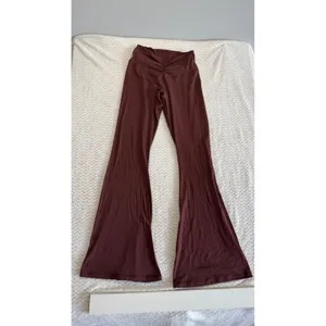 OFFLINE by Aerie Real Me High Rise Flare Leggings Brown Ruched V-Front Large thumbnail 2