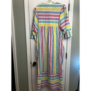 Styled by Saybury Women’s Rainbow Stripe Maxi Dress Pockets Boho Size XL Vintage thumbnail 11