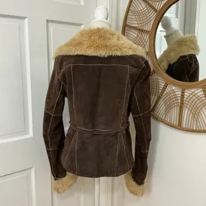 Y2K Wilsons Penny Lane Suede Leather Jacket M Chocolate Brown Afghan Western VTG thumbnail 3