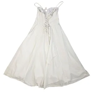 Haute Monde Maxi Dress Womens L White Corset Lace Up Back Slit Boho Bridal thumbnail 12