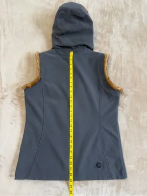 Marmot Furlong Softshell Vest Full Zip Faux Fur Lined Hooded Charcoal Gray Large thumbnail 7
