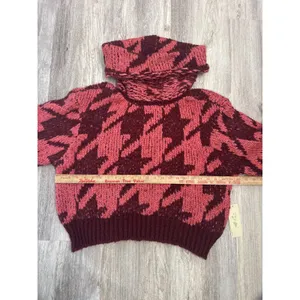 Daytrip Womens Oversized Houndstooth Turtleneck‎ Sweater Pink Size Large NEW thumbnail 7