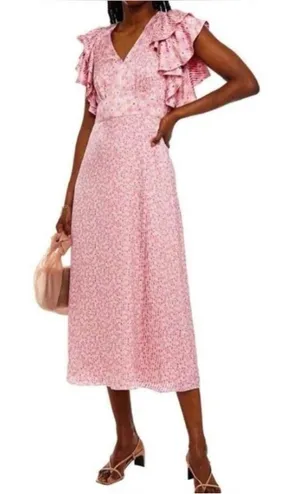 🌸New Kate Spade Pink Poppy Field Ruffle Sleeve Maxi Dress🌸 thumbnail 1