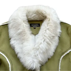 🔃Novelti Adorable Junior Green Faux Suede Faux Fur Jacket thumbnail 5