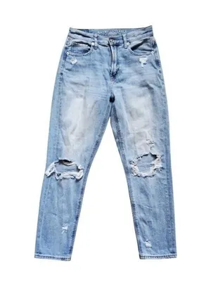American Eagle Outfitters Pants Women Size 0 Mom Jeans Denim Short Distressed thumbnail 1
