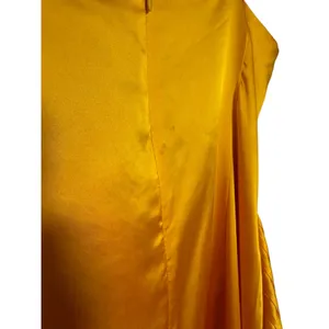 NWT AMUR Leena Pleated Ruffe Satin Maxi Slip Dress in Tuscany Yellow Sz. 12 thumbnail 10