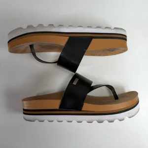Reef 8 Cushion Sol Hi Black Cork Platform Thong Sandal Beach Casual Flatform thumbnail 2