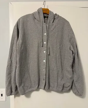Grey Button-Up Hoodie Jacket thumbnail 1