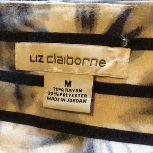 Liz Claiborne Abstract Striped Tee Shirt Top M v6x thumbnail 5