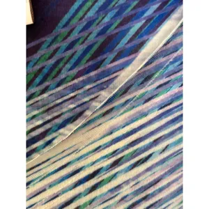 Chicos Purple Blue Abstract Floral Feather Rhinestone Top Size 1‎ Medium thumbnail 3