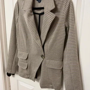 Anthropologie Maeve Houndstooth Print‎ Collegiate Knit Blazer Size XS thumbnail 5