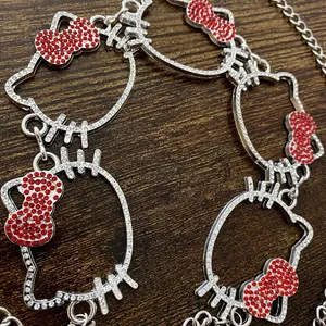 Silver Kawaii Y2K Rhinestone Hello Kitty Chain Belt, Fits 13-38 Inches, X7GA1400 thumbnail 7