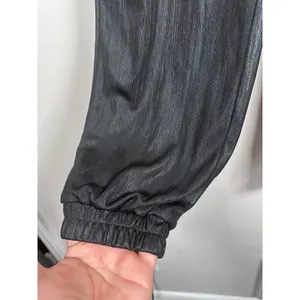 Revolve H:ours Plisse‎ Jogger Pants Women Size M Black Metallic High Rise thumbnail 2