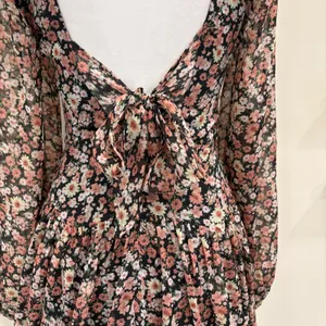 Bardot Cut Out Frill Dress Floral‎ Long Sleeve Back Tie Mini XS Cottage Prairie thumbnail 6