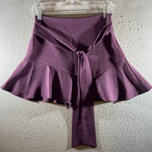 1284 | Zara Ruffled‎ Wrap Tie Waist Mini Skort Purple Womens S thumbnail 1