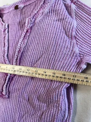 Free People One Waffle Knit Henley Of The Girls Top Pink Small thumbnail 2