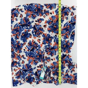 Beacon Apparel Stitchfix Blouse Sz L Floral Office Career Red White Blue Work thumbnail 11