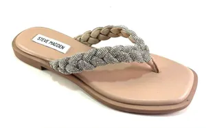 Steve Madden Amily Rhinestone Thong Sandals Slip On Silver 8.5 thumbnail 1