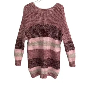 Torrid Pullover‎ Slouchy V-Neck Tunic Sweater Chunky pink ombre Stripe M/10/00 thumbnail 4