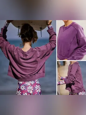 NWOT Free People FP Movement Intercept Pullover - Champion Purple - Small thumbnail 2