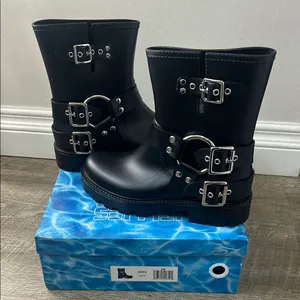 Jeffrey Campbell Dripz Moto Rain Boot Size 9 thumbnail 1